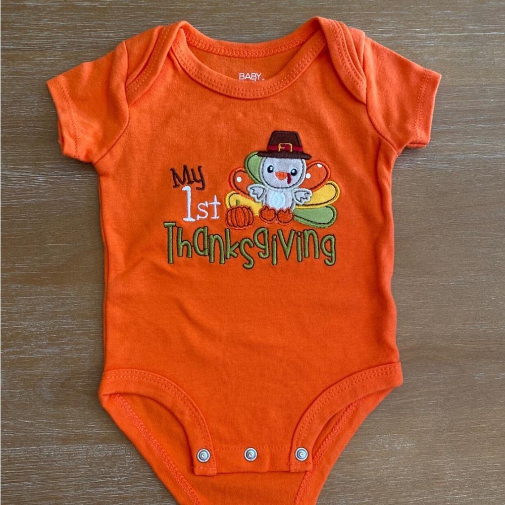 My First Thanksgiving Baby Onesie 0-3 Months in orange
